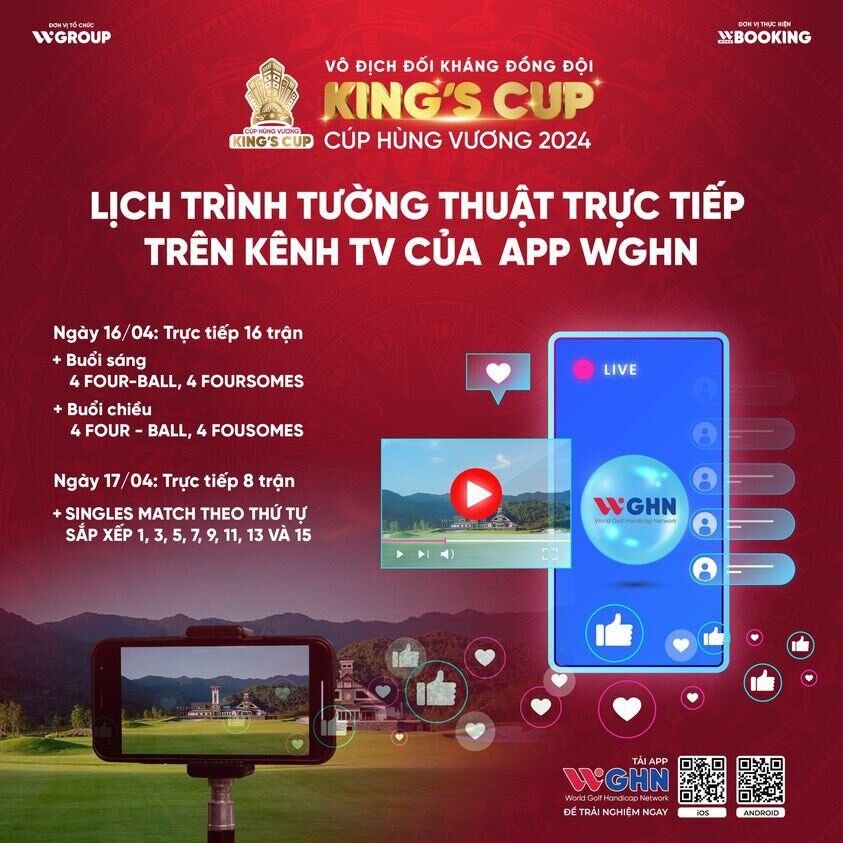 Giải Vô địch đối kháng đồng đội cúp Hùng Vương - King’s Cup 2024 được tường thuật trực tiếp trên kênh TV của app WGHN