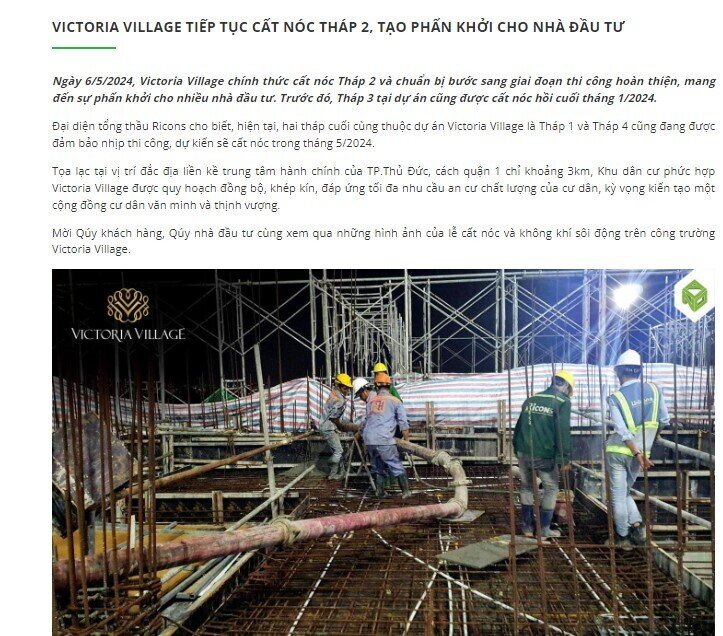 Novaland cập nhật thông tin mới nhất về dự án trọng điểm Victoria Village