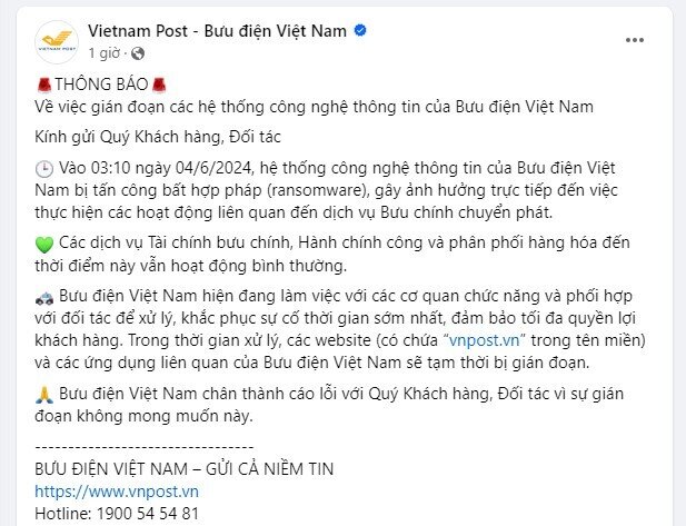 Vietnam Post bị tấn công mã hóa dữ liệu gây gián đoạn hoạt động chuyển phát