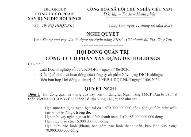 Công ty nhóm DIC Corp vay ngân hàng thêm 570 tỷ đồng và huy động tiền từ cổ đông để trả nợ