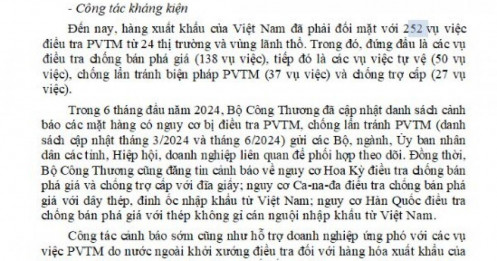 Hàng Việt Nam phải đối mặt với 252 vụ điều tra phòng vệ thương mại