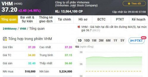 VHM bật tăng trần sau tin mua vào 370 triệu cổ phiếu quỹ