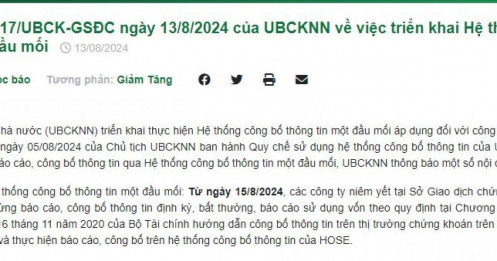 Tin vui cho công ty niêm yết: UBCKNN bắt đầu áp dụng công bố thông tin 'một cửa'