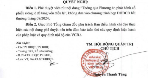 Vietcombank hoãn phương án phát hành cổ phiếu riêng lẻ để tăng vốn