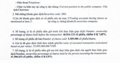 DIC Corp (DIG): Chủ tịch bị bán giải chấp hơn 5,3 triệu cổ phiếu trong phiên biến động ngày 12/8