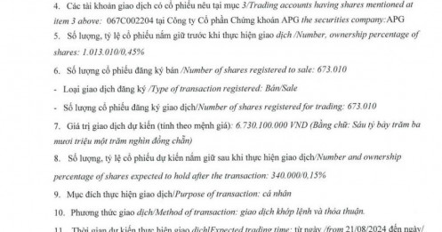 Lãnh đạo Chứng khoán APG muốn bán bớt cổ phiếu khi giá hồi phục mạnh từ đáy