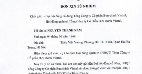 Chủ tịch HĐQT Viettel Post (VTP) xin từ nhiệm