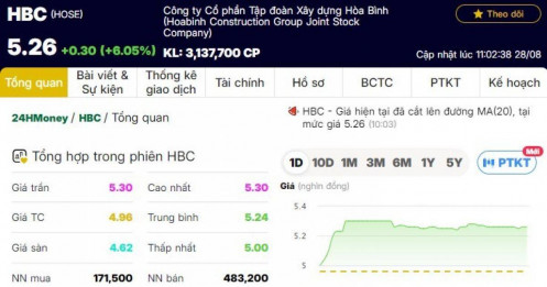 Cổ phiếu HBC bất ngờ tăng "bốc đầu" sau khi anh trai Chủ tịch gom thành công lượng lớn cổ phiếu