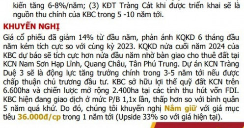 Trước làn sóng dịch chuyển sản xuất toàn cầu sang Việt Nam, cổ phiếu KBC có thể tăng hơn 35%