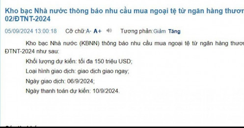 Kho bạc Nhà nước vừa có động thái mới trên thị trường ngoại tệ, dự kiến bơm lượng lớn VND cho hệ thống ngân hàng