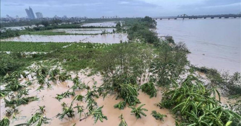 Nước sông Hồng dâng gần sát mức báo động 1, nguy cơ gây ngập ở Hà Nội