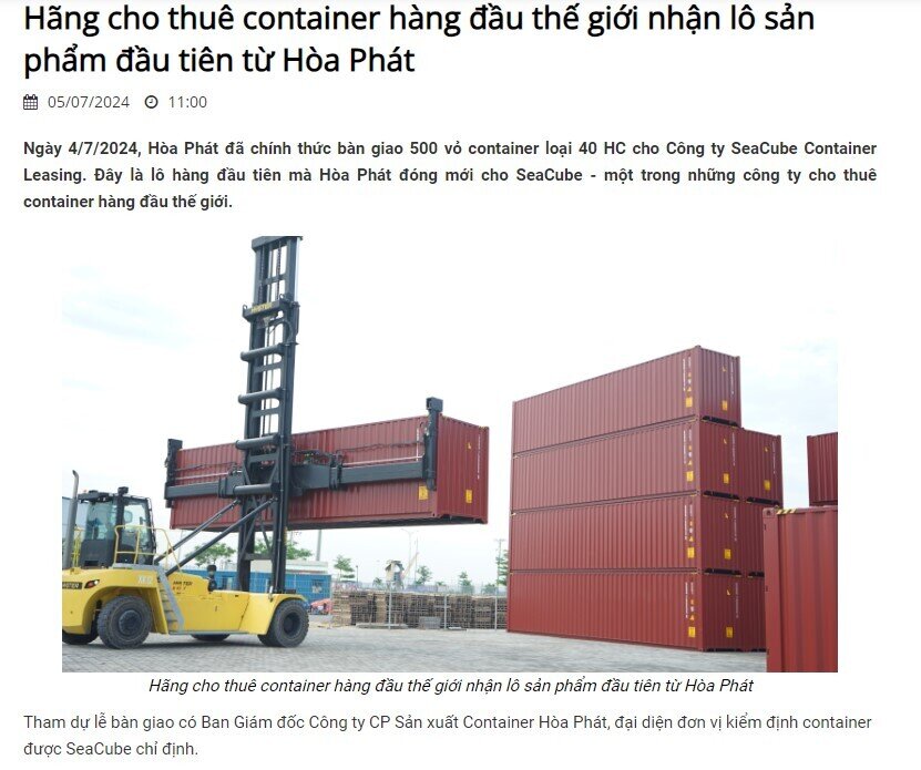 Hòa Phát (HPG) bàn giao hơn 500 vỏ container cho hãng cho thuê hàng đầu thế giới