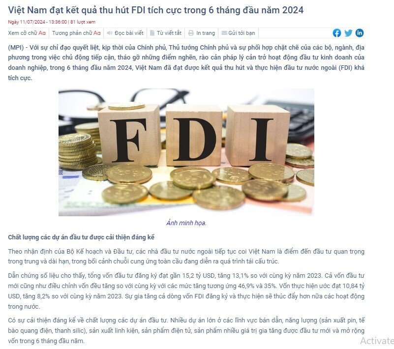 Thu hút FDI tăng mạnh: NĐT nước ngoài tiếp tục coi Việt Nam là điểm đến quan trọng