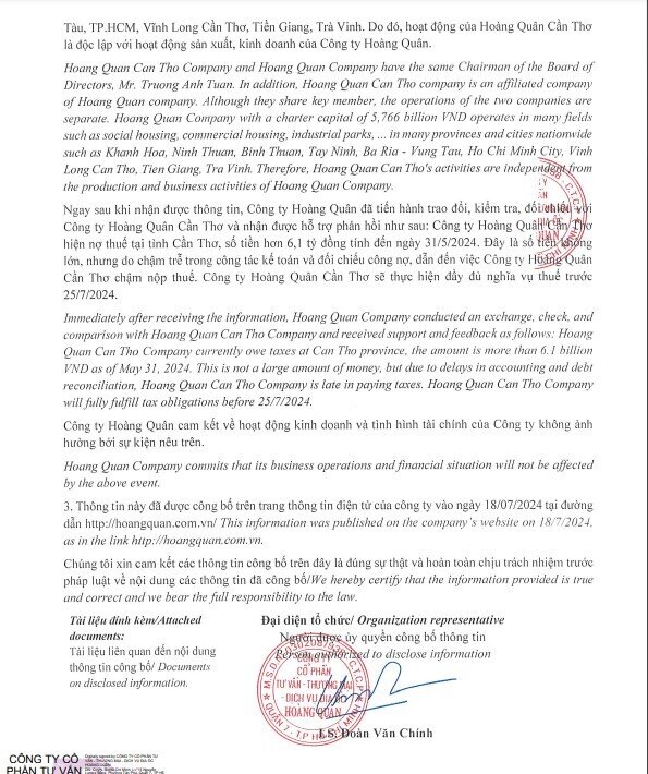 Địa ốc Hoàng Quân (HQC) lên tiếng về việc Chủ tịch HĐQT Trương Anh Tuấn bị tạm hoãn xuất cảnh
