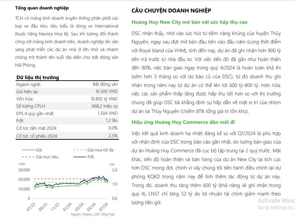 TCH giảm sàn, CTCK khuyến nghị mua với tiềm năng tăng giá gần 30%