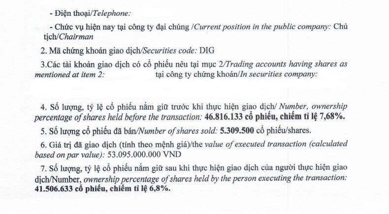 DIC Corp (DIG): Chủ tịch bị bán giải chấp hơn 5,3 triệu cổ phiếu trong phiên biến động ngày 12/8