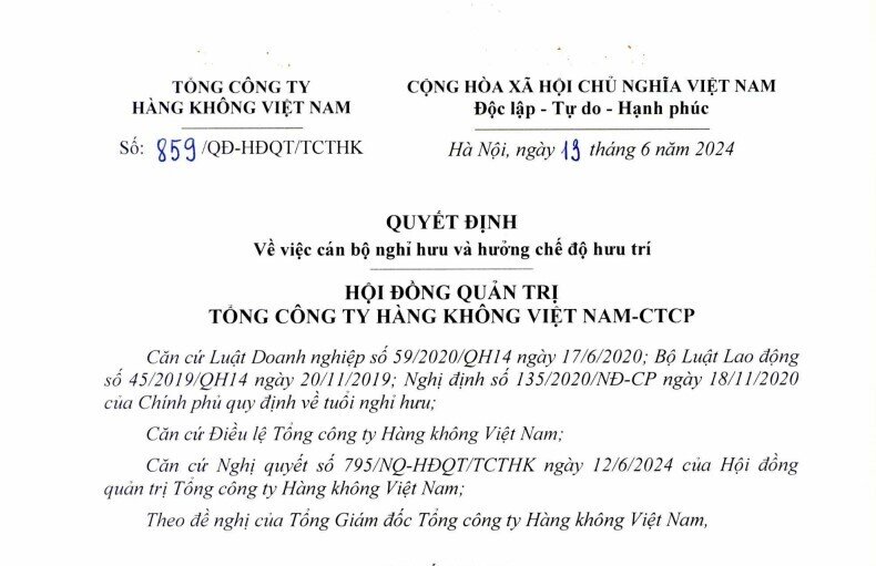 Một 'chiến tướng' của Vietnam Airlines (HVN) thôi nhiệm