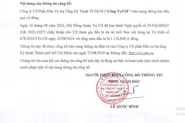 CII thông qua kế hoạch đầu tư dự án BOT ‘bí ẩn’ hơn 1.100 tỷ