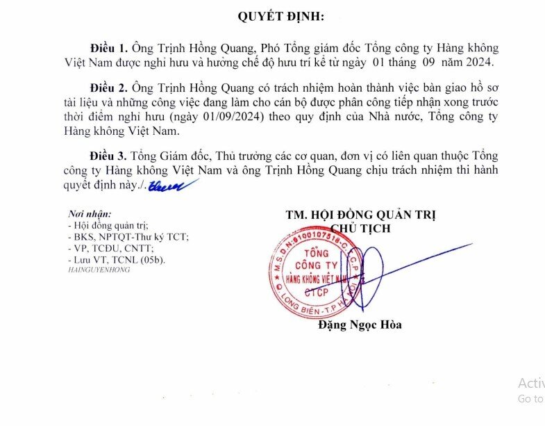 Một 'chiến tướng' của Vietnam Airlines (HVN) thôi nhiệm