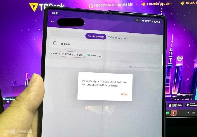 Giao dịch qua TPBank bị nghẽn