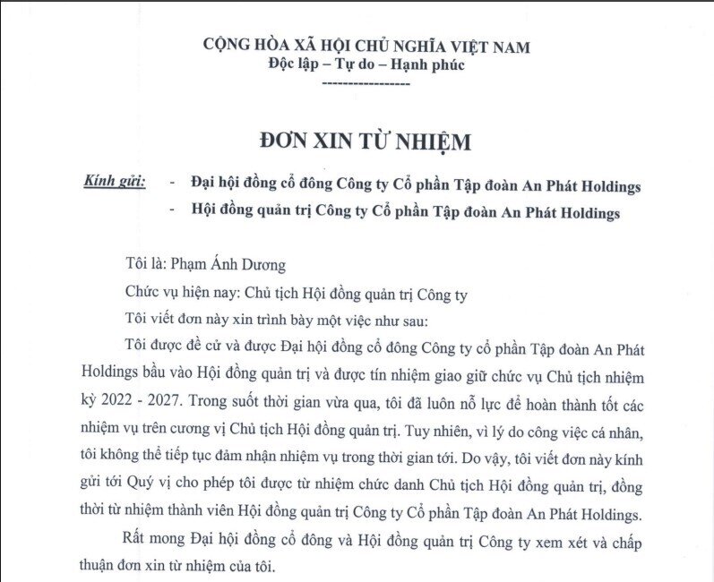 Ông Phạm Ánh Dương xin từ nhiệm Chủ tịch HĐQT An Phát Holdings (APH) sau khi đăng ký bán sạch cổ phiếu