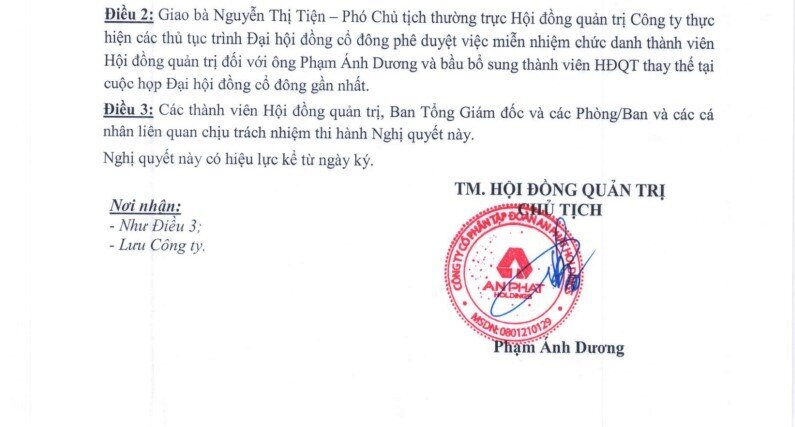 Ông Phạm Ánh Dương xin từ nhiệm Chủ tịch HĐQT An Phát Holdings (APH) sau khi đăng ký bán sạch cổ phiếu