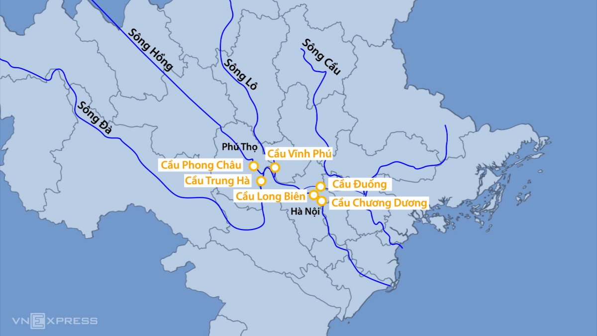 Hiện trạng 6 cầu ở Hà Nội và các tỉnh cấm xe do mưa lũ