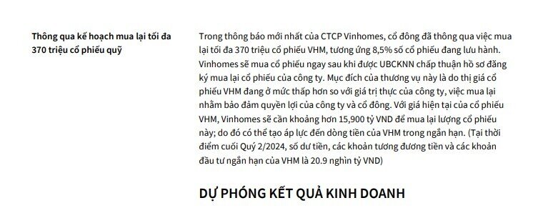 KBSV: Doanh thu năm 2024 của VHM đạt 4 tỷ USD