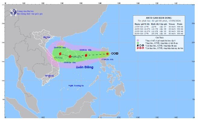 Áp thấp nhiệt đới thành bão số 4 rồi hướng thẳng miền Trung