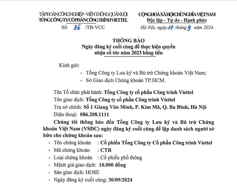 CTR sắp trả cổ tức 27,2% bằng tiền, thị giá tăng 42%