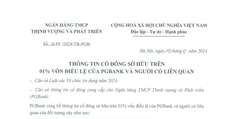 PGBank lộ diện 16 cổ đông và người liên quan đang nắm trên 97% vốn điều lệ, rõ nét "bóng dáng" TC Group