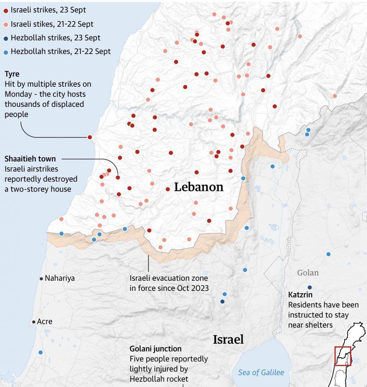 Israel không kích ồ ạt vào Lebanon, làm hơn 2.000 người thương vong