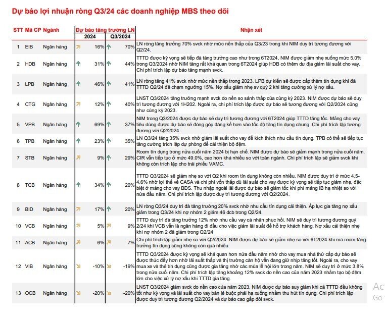 Dự báo KQKD quý 3 của 13 ngân hàng: EIB, HDB, LPB 'vô địch' tăng trưởng