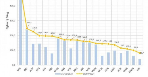 9 tháng năm 2024: 13 DN ghi nhận mức tăng vốn hóa trên 1 tỷ USD, nhóm ngân hàng "áp đảo"