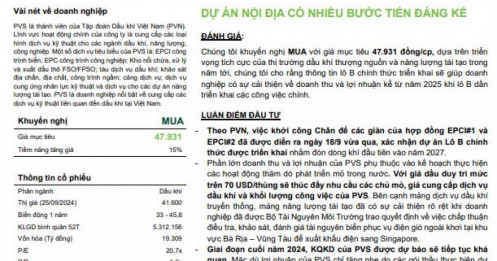 Dự án 1,2 tỷ USD thuộc Lô B - Ô Môn đón tin vui, cổ phiếu PVS được dự báo tăng 25%