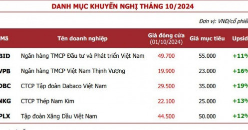 5 cổ phiếu tiềm năng cho tháng 10, 1 nhóm ngành kỳ vọng bứt phá