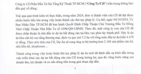 “Trùm” đất Thủ Thiêm CII vừa được chấp thuận đầu tư dự án 4.478 tỷ đồng, quy mô hơn 2.100 căn hộ, nhà liền kề