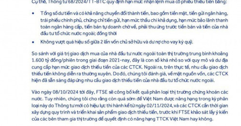 ACBS: Còn quá sớm để TTCK Việt được nâng hạng trong kỳ công bố kết quả của FTSE Russell vào ngày 8/10