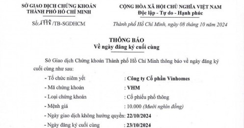 Vinhomes chuẩn bị chốt danh sách lấy ý kiến cổ đông