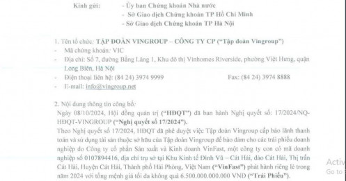 Vingroup bảo lãnh thanh toán 6.500 tỷ đồng trái phiếu do VinFast phát hành