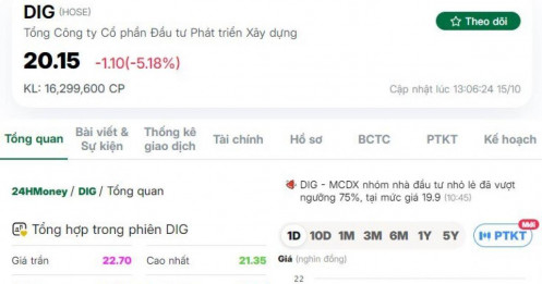 DIG giảm cận sàn trước công bố kết luận thanh tra sai phạm của Bộ Xây dựng