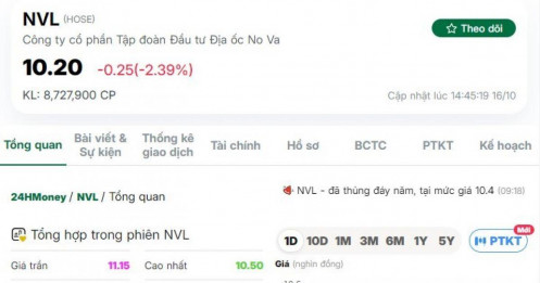 Cổ phiếu NVL thủng đáy lịch sử