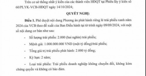 Vietcombank huy động hàng nghìn tỷ đồng trái phiếu xanh '3 không'