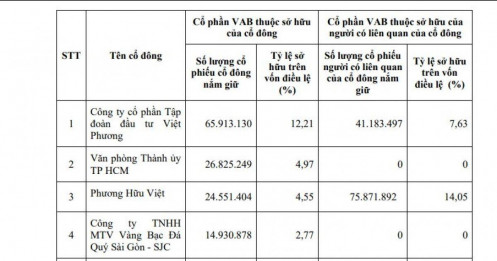 8 cổ đông nắm gần 30% vốn VietABank đang thuộc về ai?