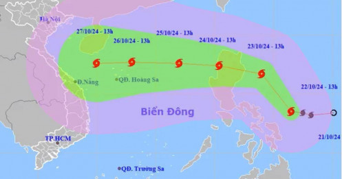 Bão Trà Mi hướng vào Biển Đông