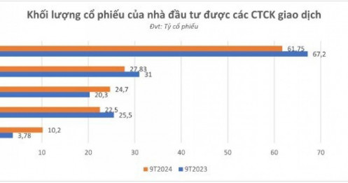 147 tỷ cổ phiếu giao dịch qua 5 công ty chứng khoán