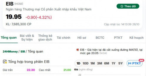 Cổ phiếu EIB bị bán mạnh