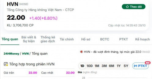 Cổ phiếu HVN tăng trần trước thềm phát hành BCTC quý 3