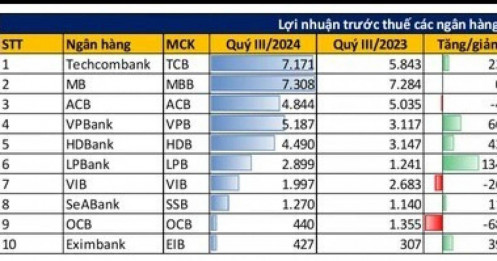 Lộ diện các ngân hàng tư nhân lãi lớn nhất 9 tháng đầu năm 2024