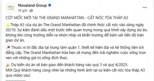 Novaland lùi thời gian bàn giao dự án BĐS trọng điểm thêm 1 năm